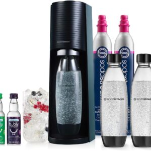 SodaStream Terra Sparkling Water Maker Bundle (Black), with CO2, DWS Bottles, and Bubly Drops Flavors