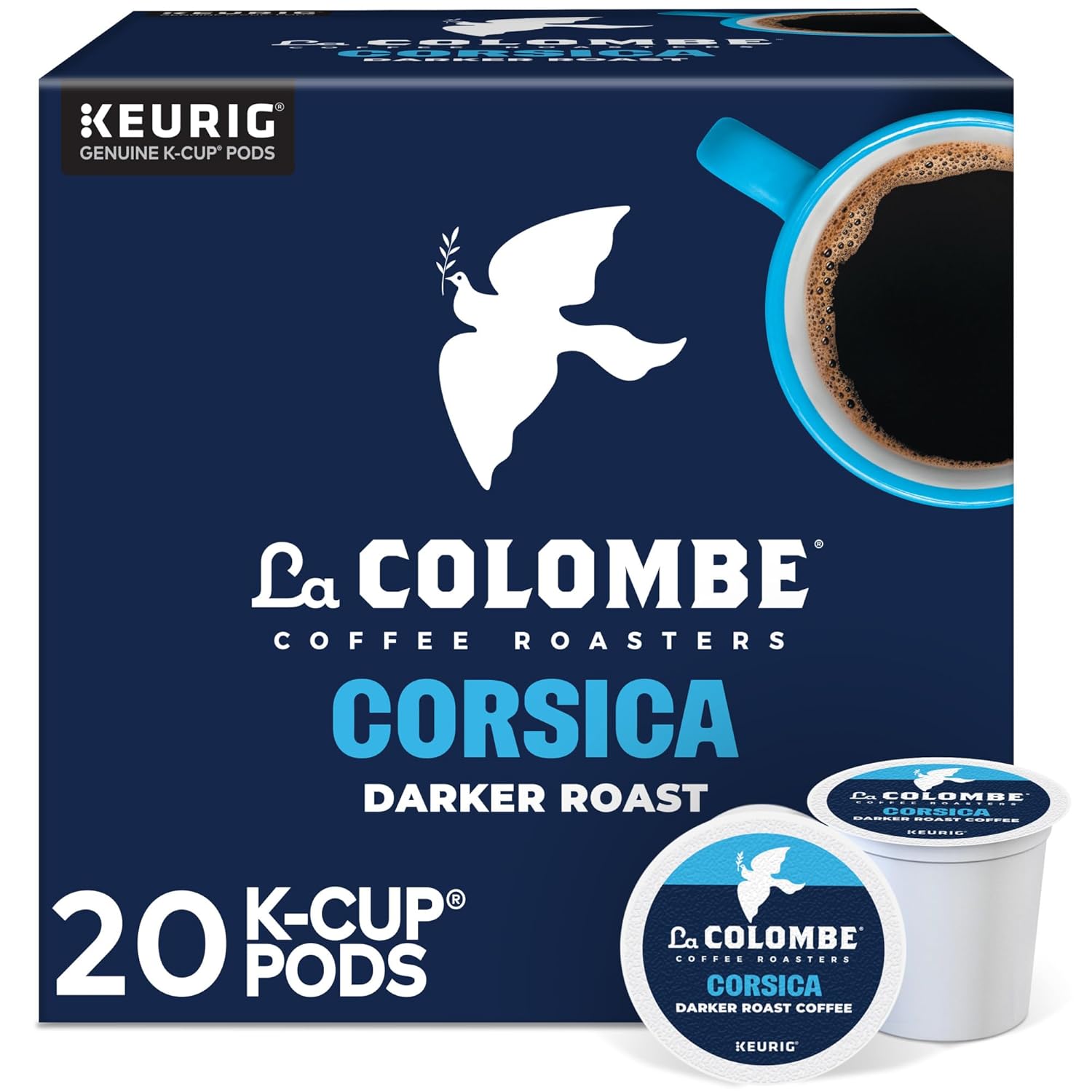 La Colombe Coffee Roasters Corsica Darker Roast Coffee, Single Serve Keurig K-Cup Pods, 20 Count Box