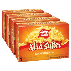 3 Ounce (Pack of 12) Jolly Time Xtra Butter Trans Fat & Gluten Free Microwave Popcorn