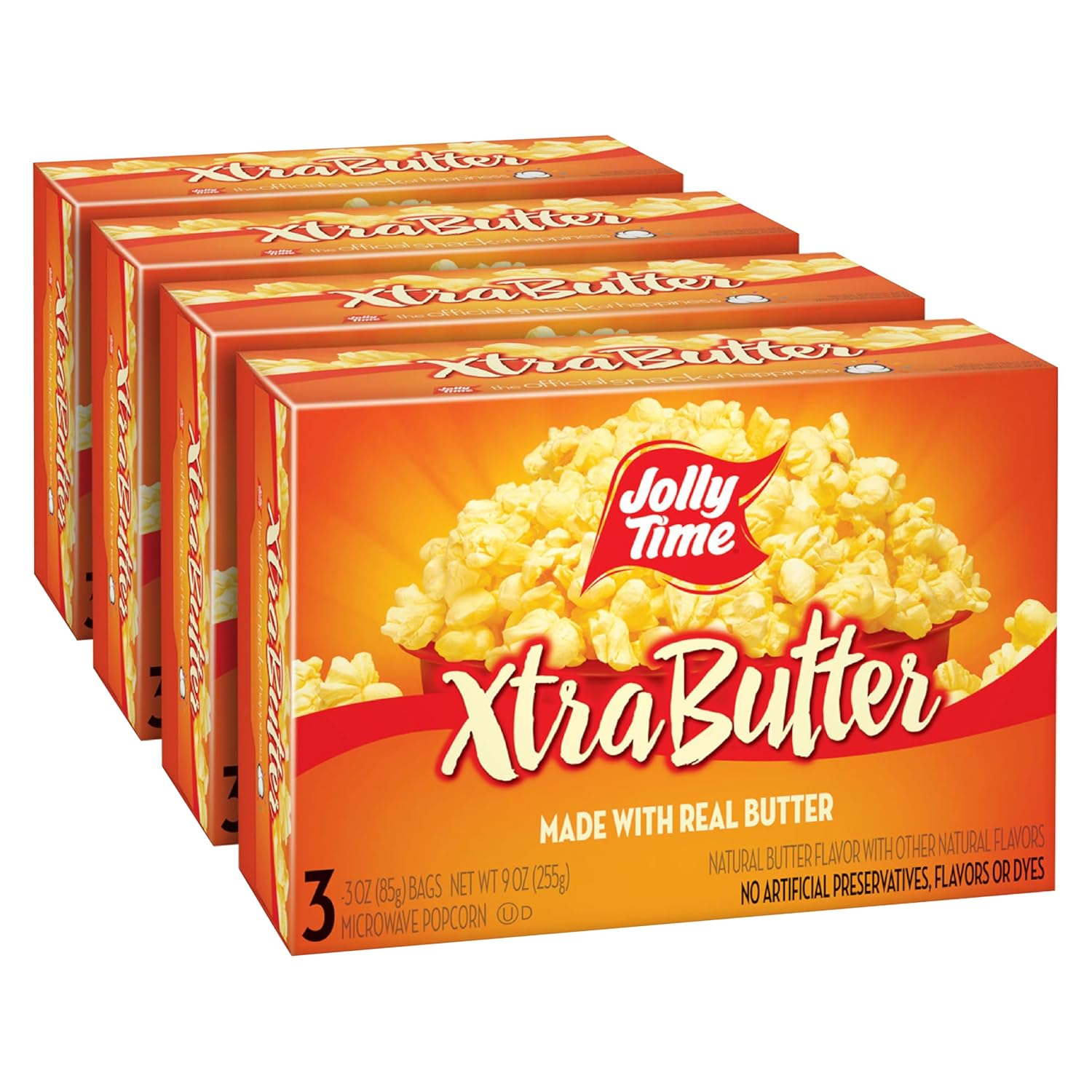 3 Ounce (Pack of 12) Jolly Time Xtra Butter Trans Fat & Gluten Free Microwave Popcorn