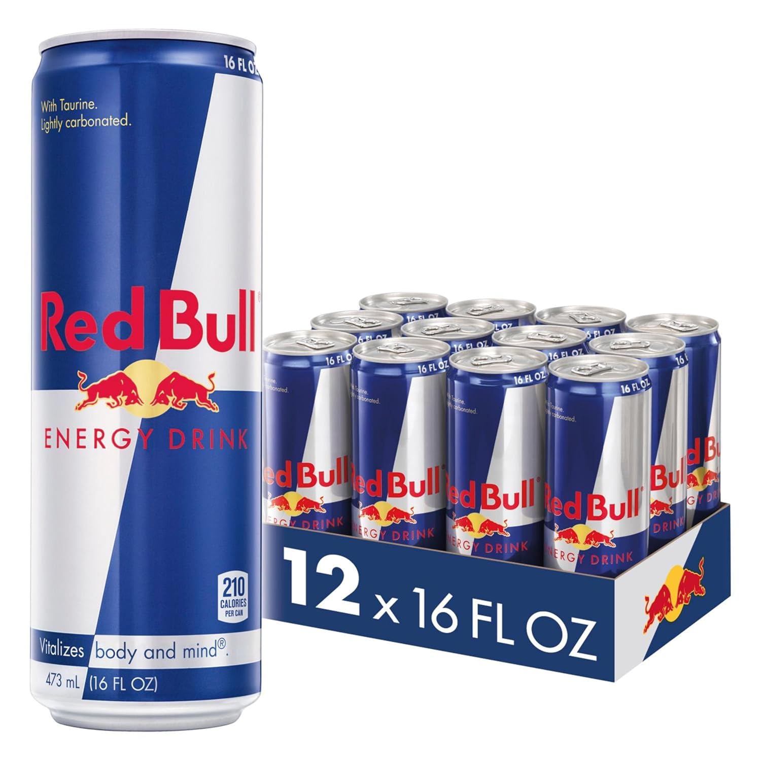 16 Fl Oz, Pack of 12 Cans, Red Bull Energy Drink with 151mg Caffeine plus Taurine & B Vitamins