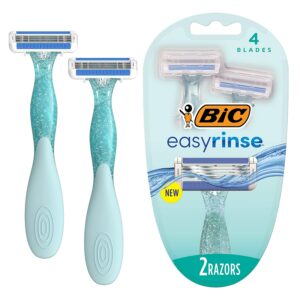 2 Count BIC EasyRinse Anti-Clogging Women's Disposable Razors with 4 Blades