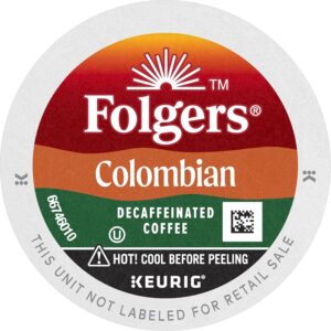 12 Count (Pack of 2) Folgers 100 Colombian Decaf Medium Roast Coffee Keurig KCup Pods, Lively Columbian