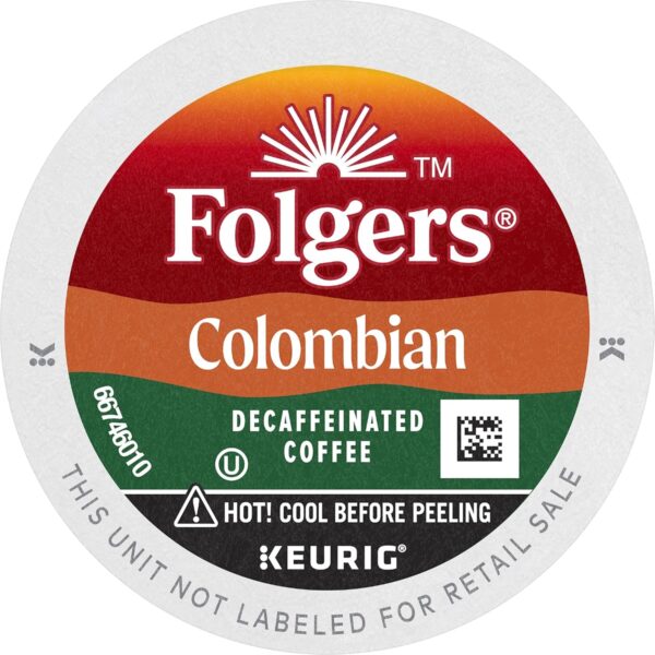 12 Count (Pack of 2) Folgers 100 Colombian Decaf Medium Roast Coffee Keurig KCup Pods, Lively Columbian