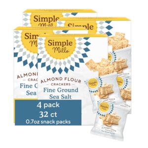 6.5 ounce (Pack of 4) Simple Mills Almond Flour Crackers snack Packs, Fine Ground Sea Salt (8 Bags per Box)