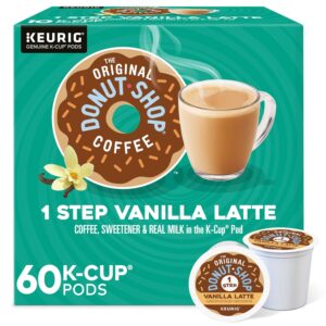 60 Count (6 Packs of 10) The Original Donut Shop Vanilla One-Step Latte, Single Serve Coffee K-Cup Pod, Flavored Coffee
