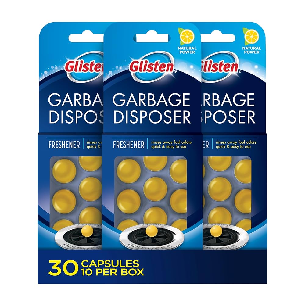 30 Capsules Glisten Garbage Disposer Freshener, Lemon Scent