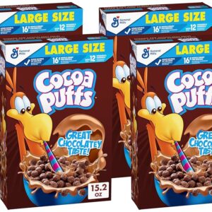 Cocoa Puffs, Chocolate Breakfast Cereal with Whole Grains, 15.2 oz (Pack of 4)