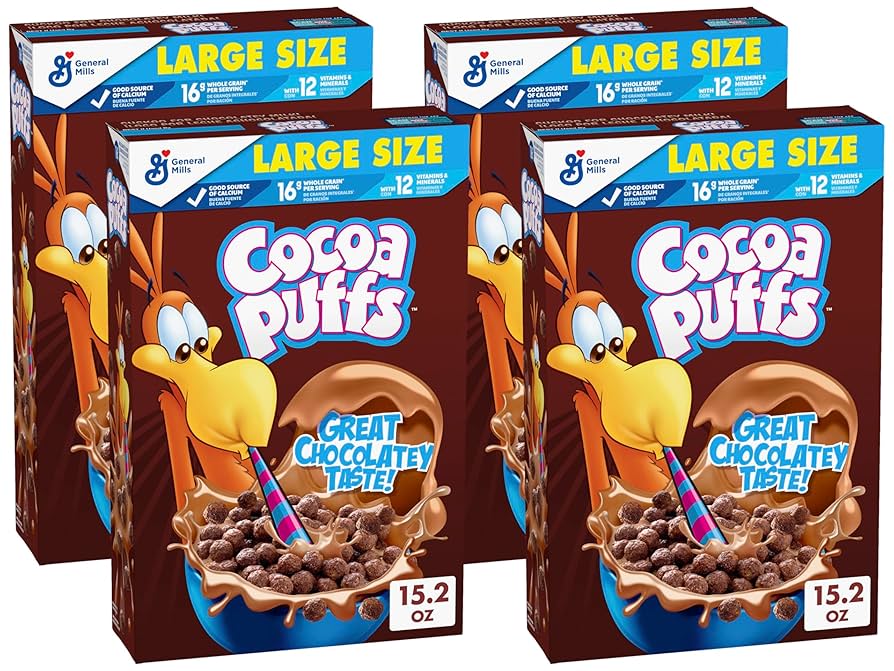 Cocoa Puffs, Chocolate Breakfast Cereal with Whole Grains, 15.2 oz (Pack of 4)