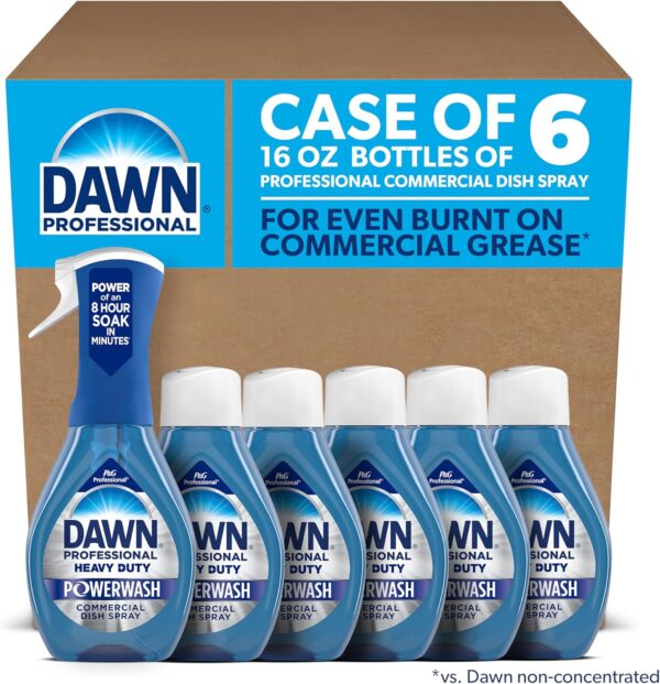 16 oz (Pack of 6) P&G Professional Dawn Powerwash Heavy Duty Dish Spray for Commercial Kitchens, Restaurants (with 1 Trigger)