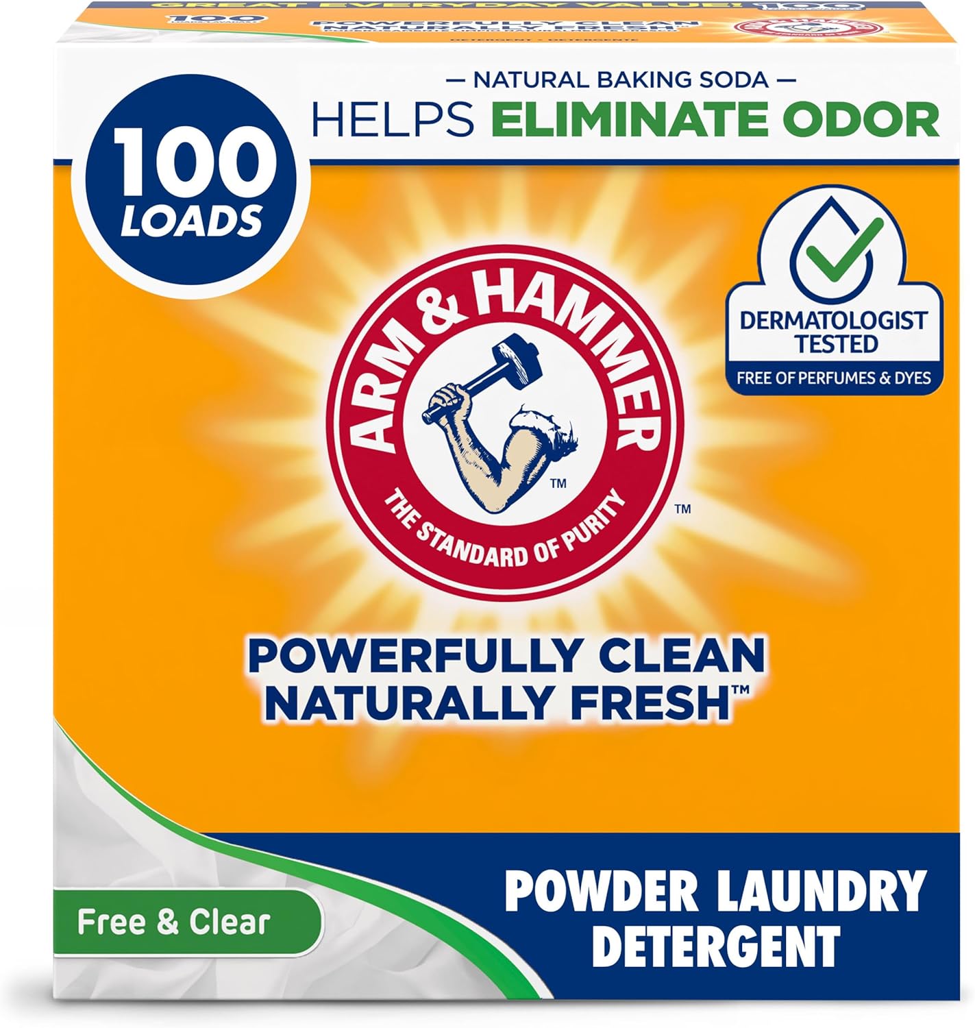 6.16 lb Arm & Hammer Laundry Detergent, Free of Perfume & Dyes, Powder, 100 Loads [w/S&S]
