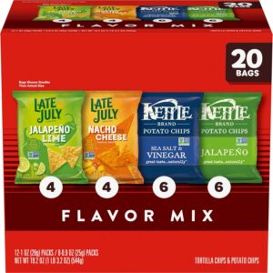 Kettle Brand and Late July Snacks Mix Variety Pack, 20 Count Snack Bags [w/ S&S]