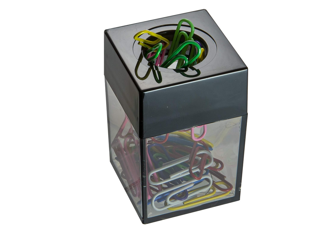 Officemate Magnetic Clip Dispenser, Small, 100 Clip Capacity, Black/Smoke