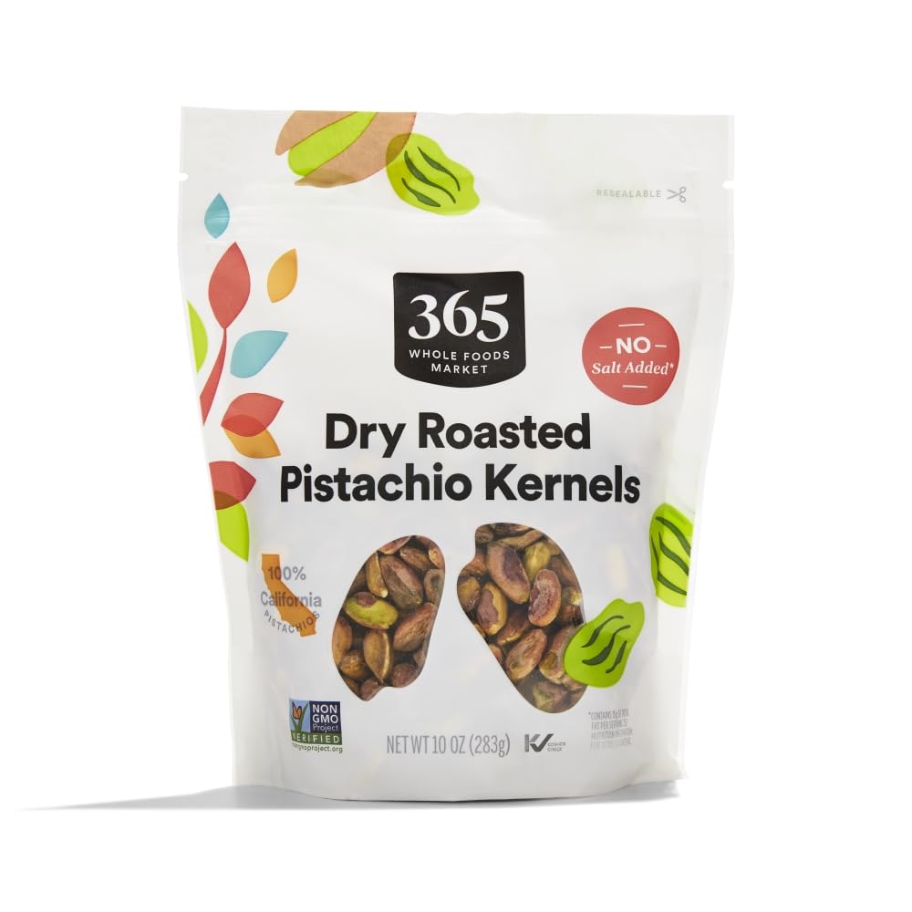 365 by Whole Foods Market : 10 Ounce Dry Roasted Pistachio Kernels, No Salt Added [w/S&S]