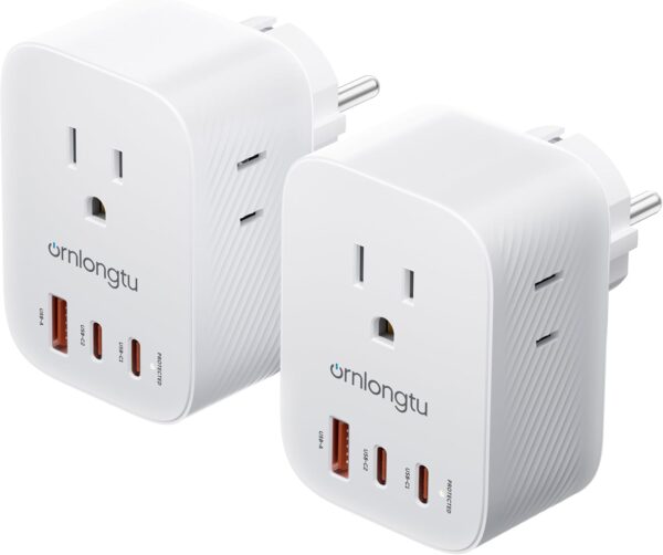 (2 Pack) Ornlongtu Type E F Plug Adapter