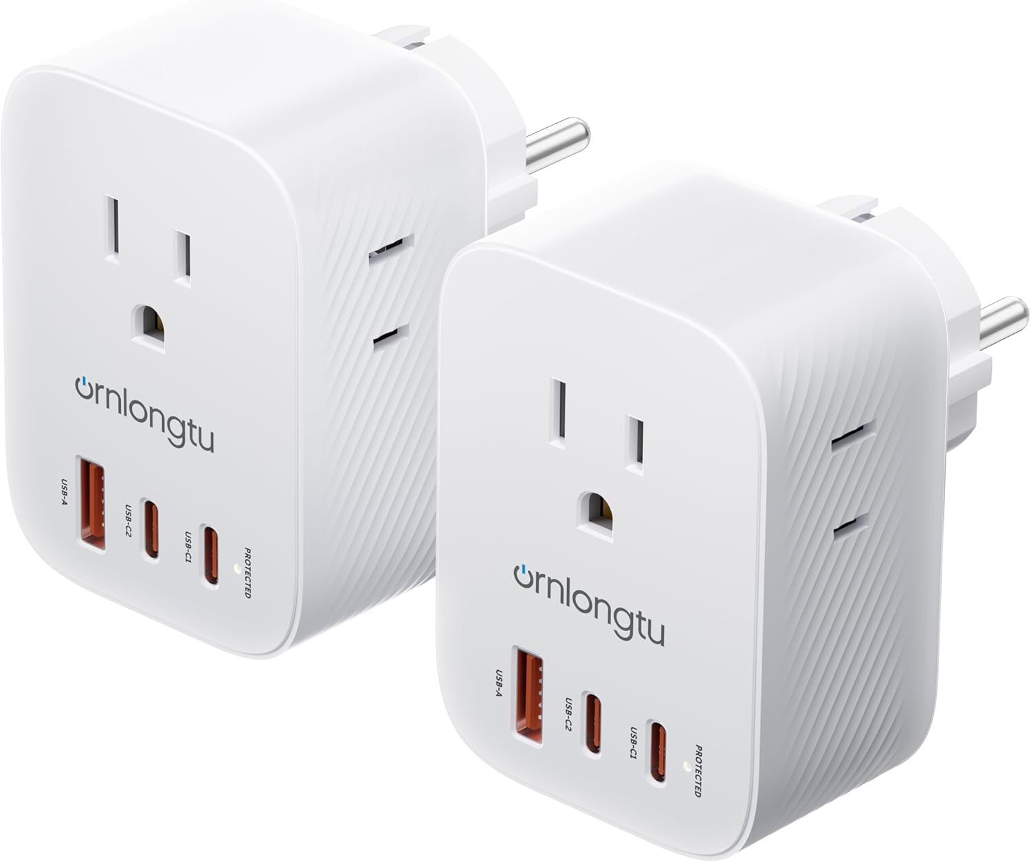 (2 Pack) Ornlongtu Type E F Plug Adapter