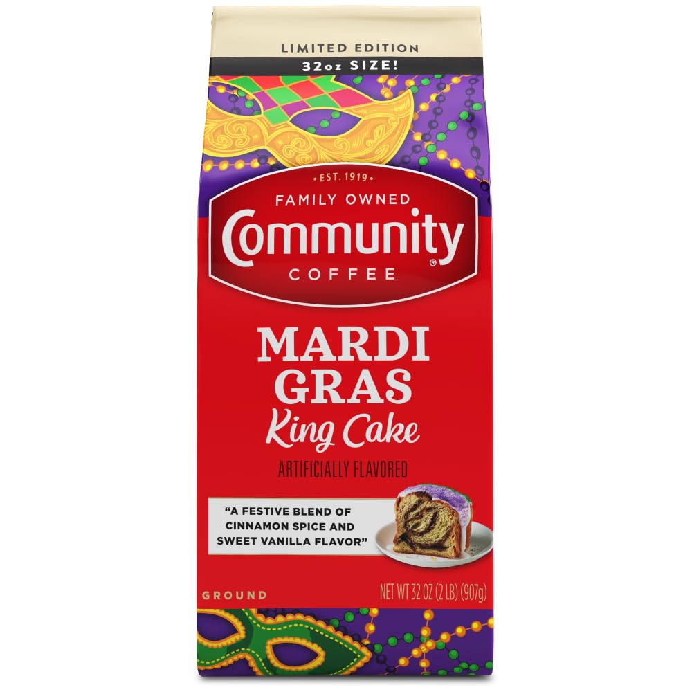 32 Ounces Community Coffee Mardi Gras King Cake Flavored [w/ S&S]