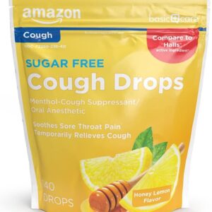 140 Count Amazon Basic Care Sugar Free Honey Lemon Cough Drops [w/S&S]