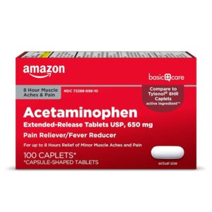 Amazon Basic Care Acetaminophen Extended-Release Tablets, 650 mg, 100 count [w/S&S]