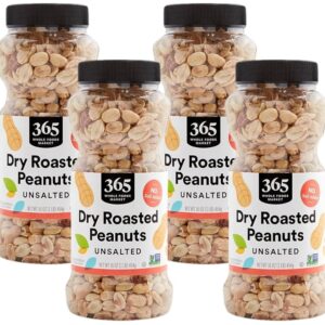 (Pack of 4) 16 Ounce 365 by Whole Foods Market Dry Roasted and Unsalted Peanuts