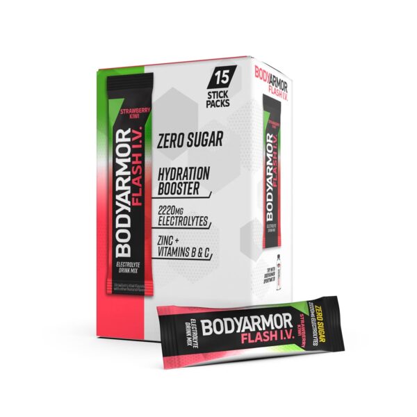 15 Count BODYARMOR Flash IV Electrolyte Packets, Strawberry Kiwi [w/ S&S]