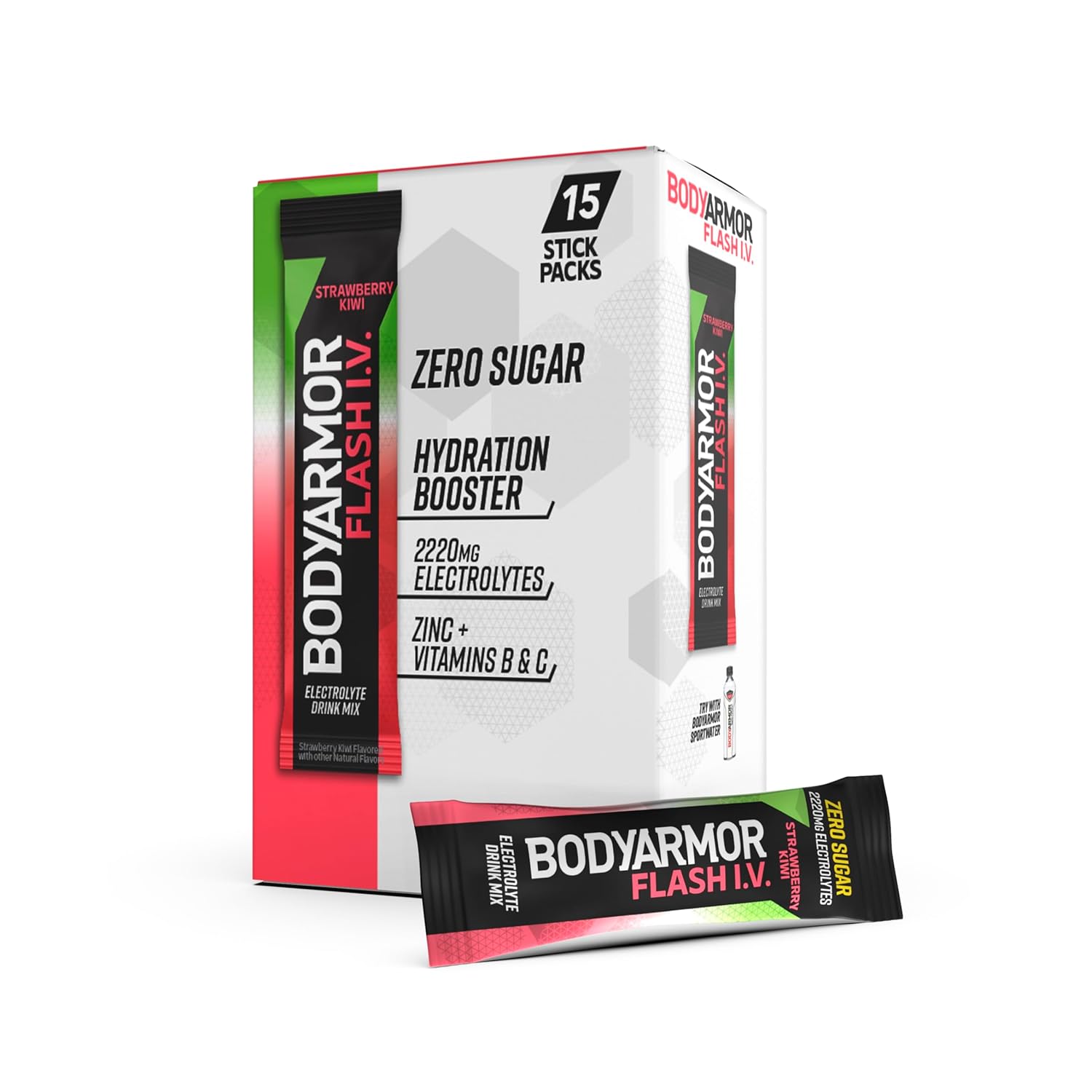 15 Count BODYARMOR Flash IV Electrolyte Packets, Strawberry Kiwi [w/ S&S]