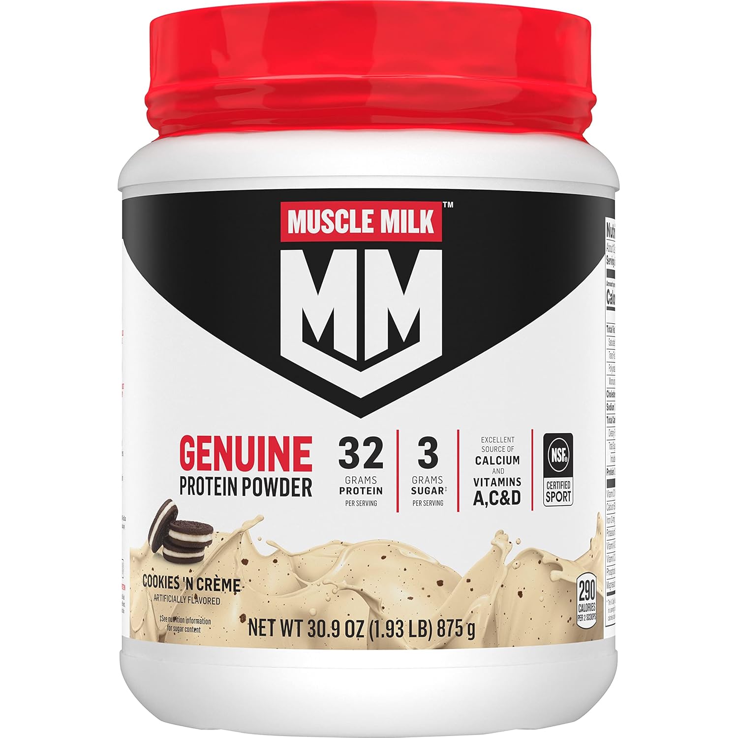 1.93 Pounds Muscle Milk Genuine Protein Powder, Cookies ‘N Crème