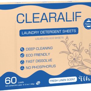 CROS 60 Loads Laundry Detergent Sheets Linen Scent, Eco Friendly