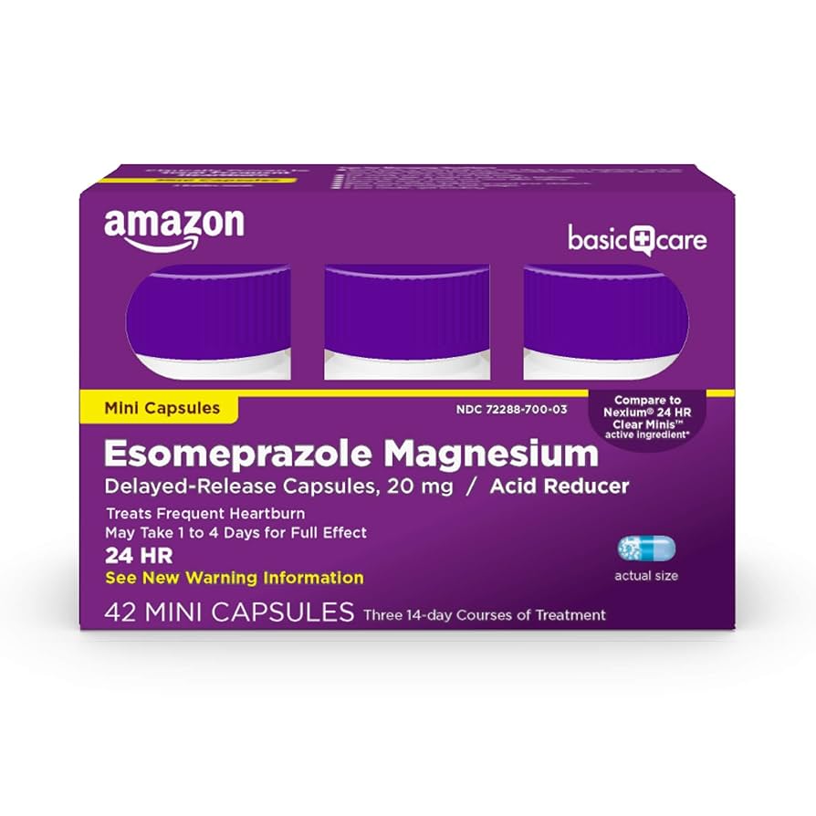 Amazon Basic Care 42 Count Esomeprazole Magnesium Delayed-Release Mini Capsules