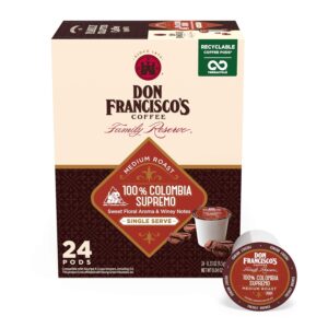 Don Francisco's Colombia Coffee, 24 K-Cup Compatible Single-Serve Pods, Colombia Supremo flavour