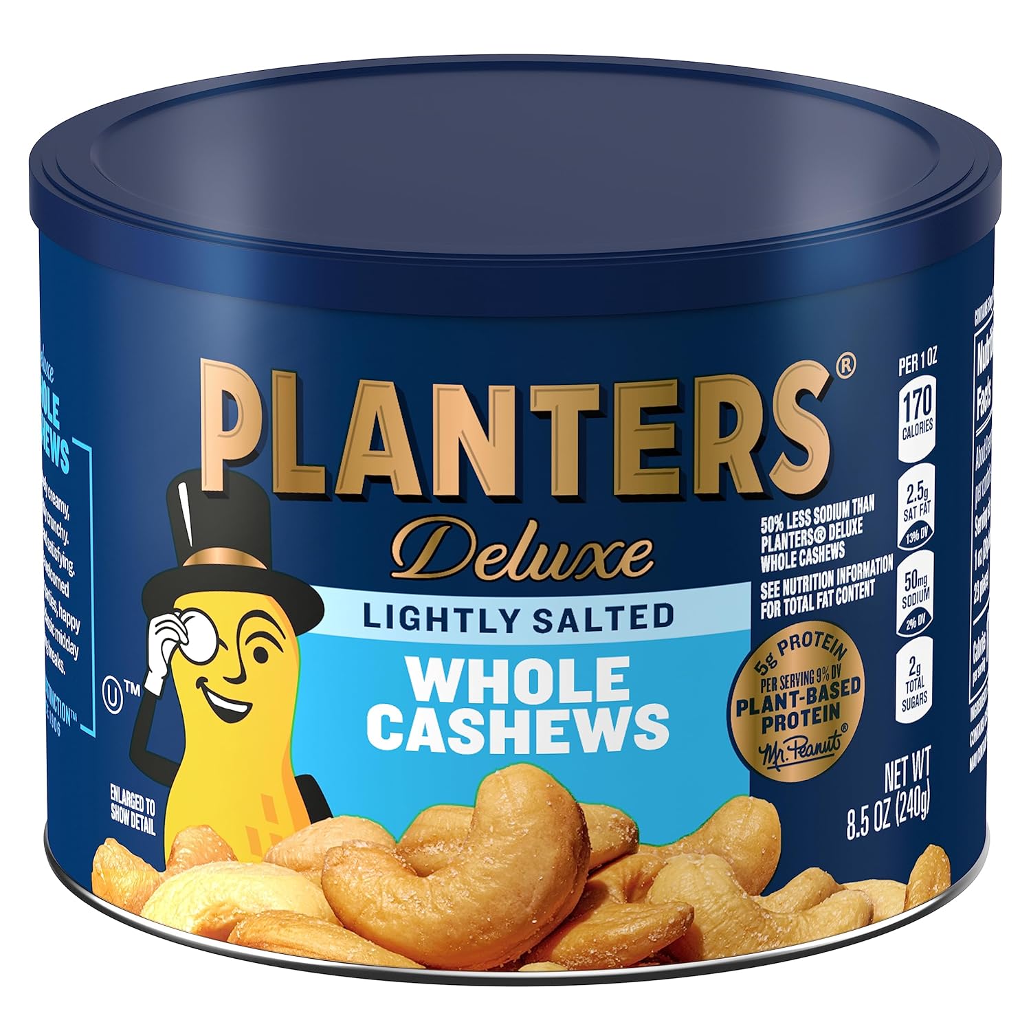 (8.5 oz Canister) Planters Lightly Salted Whole Cashews