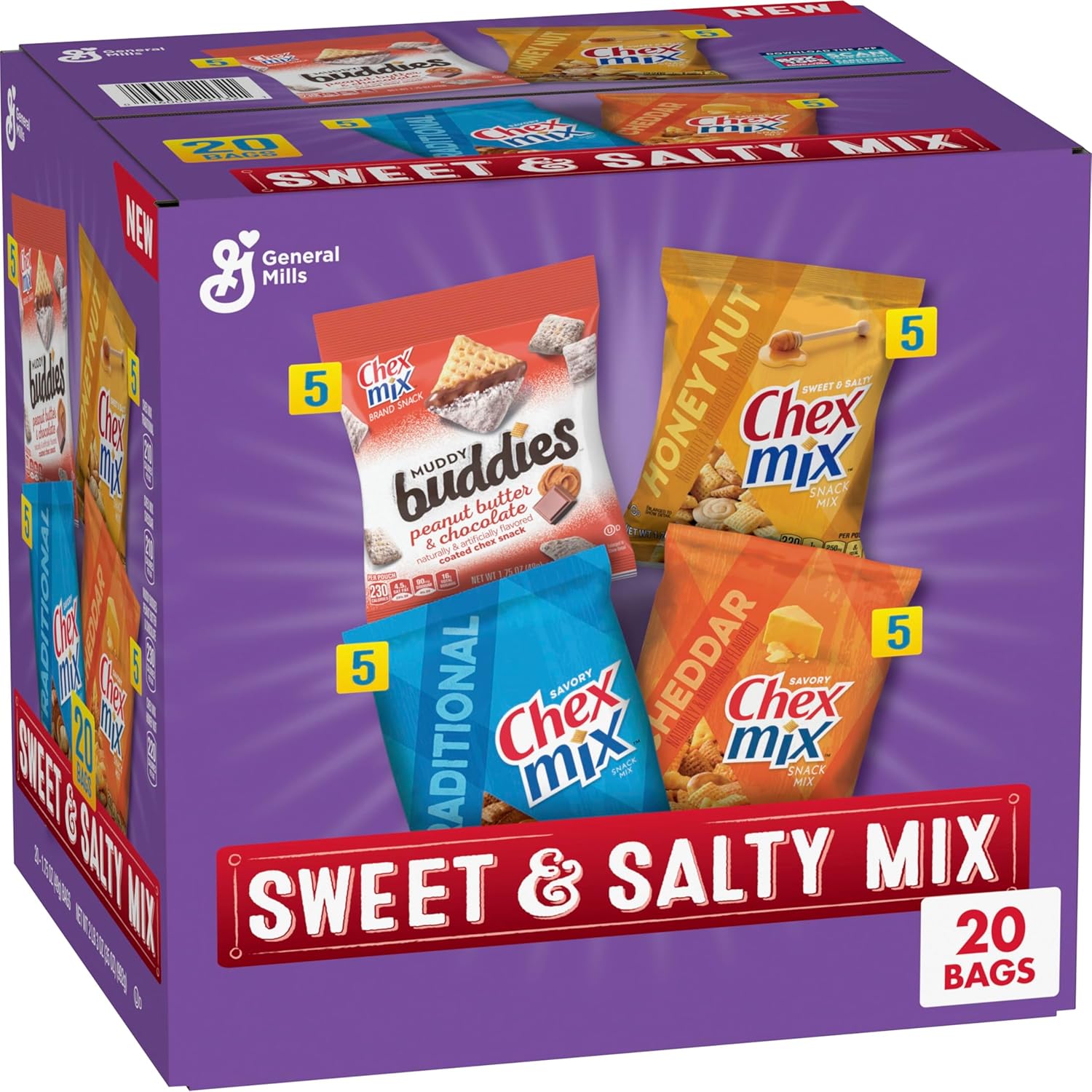 20 Bags Chex Sweet & Salty Snack Variety Pack