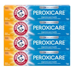 (Pack of 4) 6.0 oz ARM & HAMMER Peroxicare Toothpaste for Gum Health, Baking Soda Toothpaste, Clean Mint