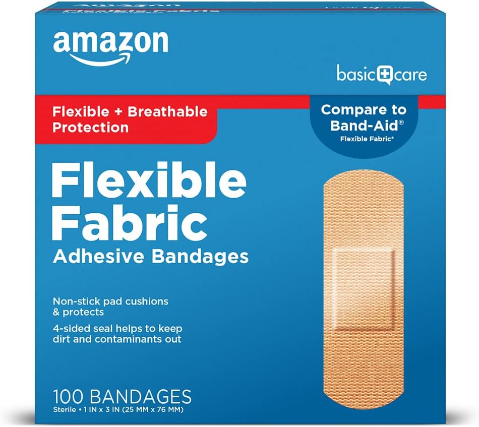 100-Count Amazon Basic Care Flexible Fabric Adhesive Bandages, All-One Size [w/S&S]