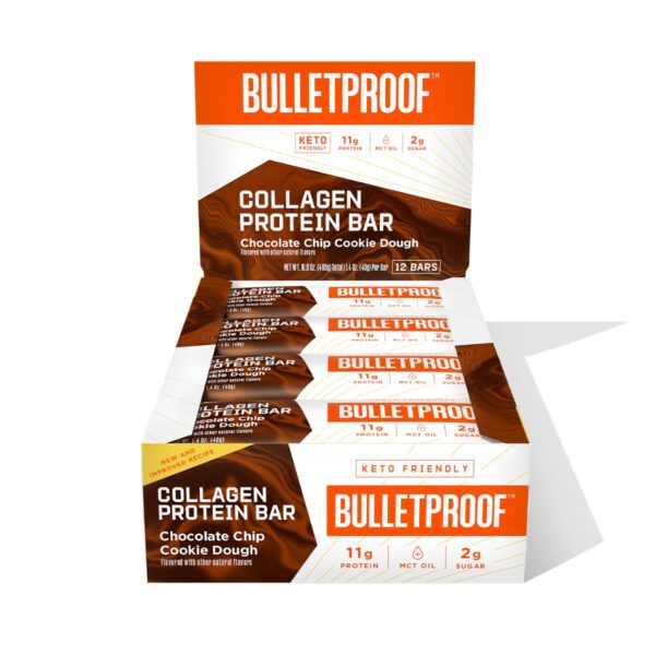 (Pack of 12) Bulletproof Chocolate Chip Cookie Dough Collagen Protein Bars [w/S&S]