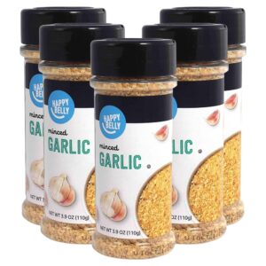 3.9 ounce (Pack of 5) Happy Belly Garlic Minced, Amazon Brand