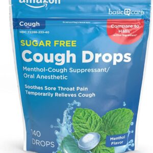 140 count Amazon Basic Care Sugar Free Menthol Cough Drops [w/S&S]