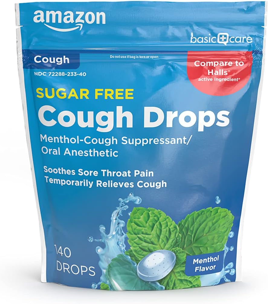 140 count Amazon Basic Care Sugar Free Menthol Cough Drops [w/S&S]