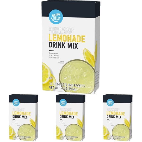 (Pack of 40) 0.14 ounce Amazon Brand Happy Belly Lemonade Drink Mix