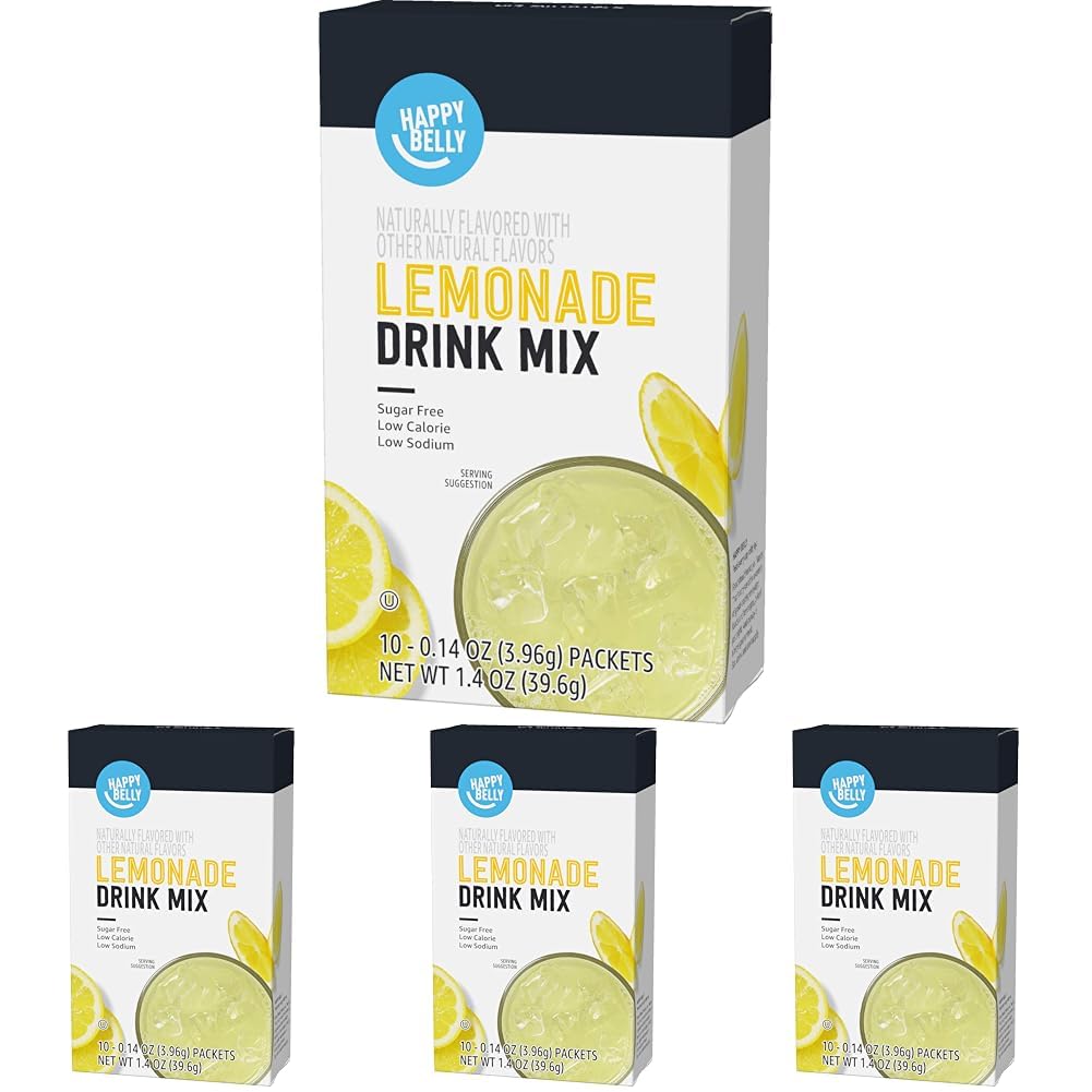 (Pack of 40) 0.14 ounce Amazon Brand Happy Belly Lemonade Drink Mix