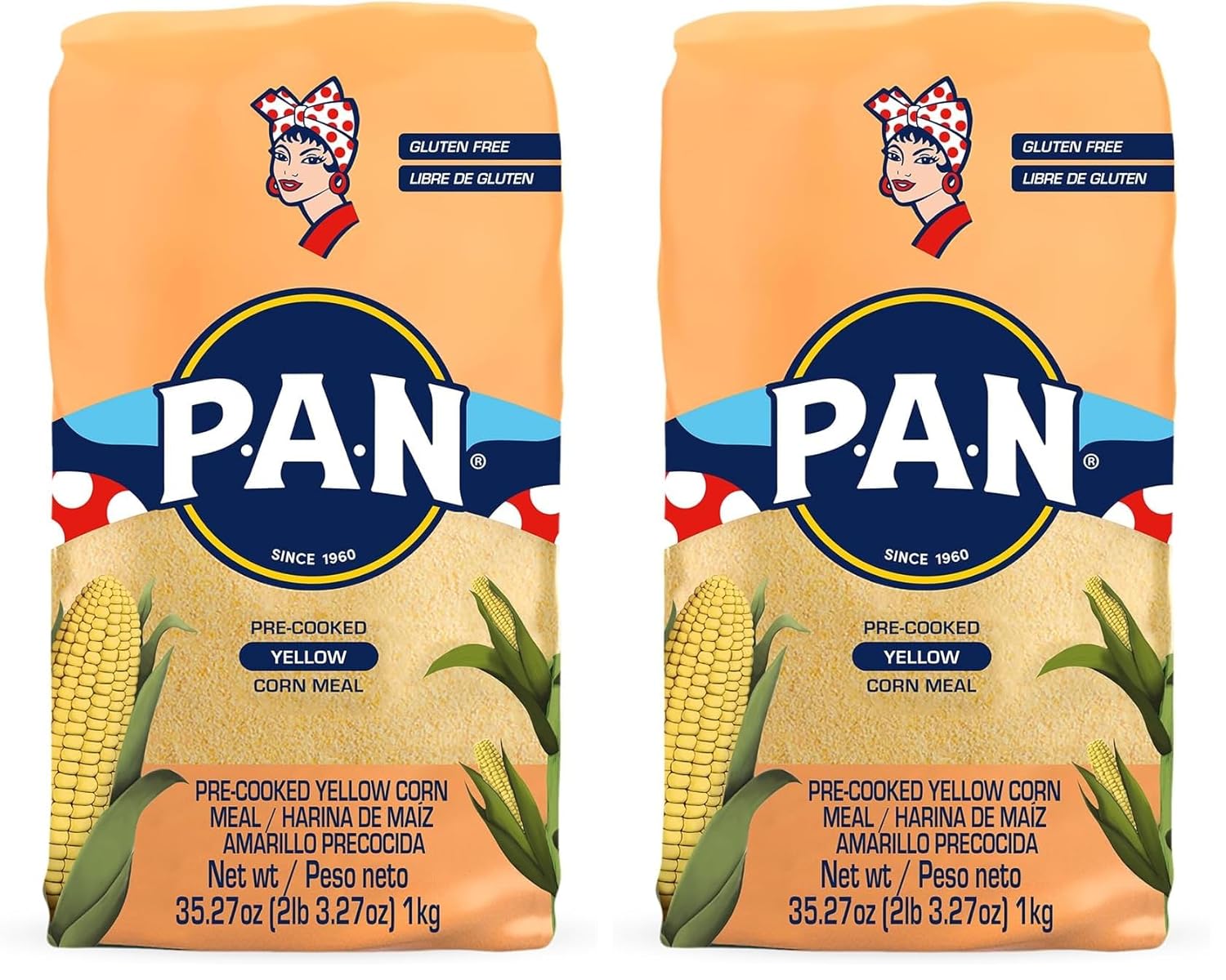 (Pack of 2) 35.3 Ounce P.A.N. Yellow Corn Meal Pre-cooked Gluten Free and Kosher Flour