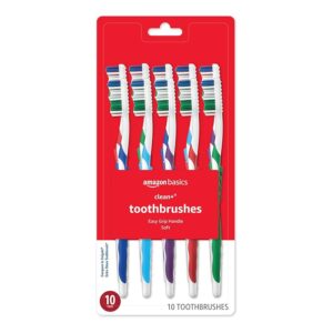 (1 Pack) 10 Count Amazon Basics Clean Plus Toothbrushes, Soft [w/S&S]