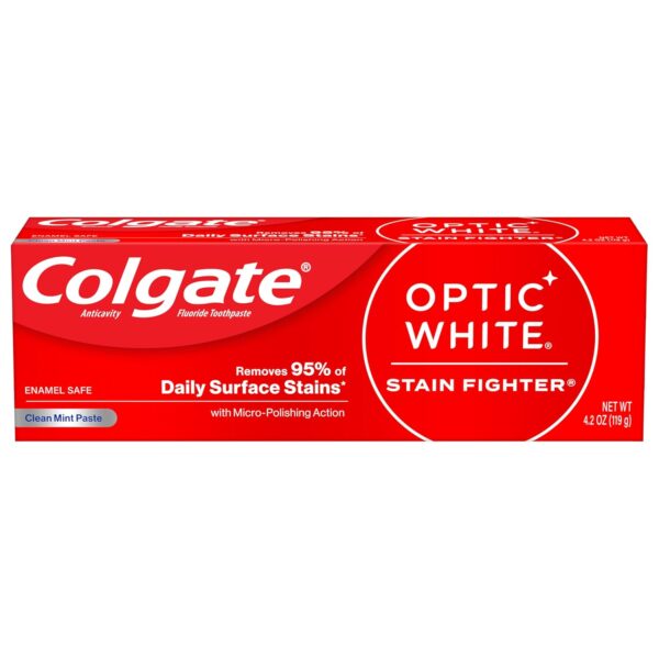 4.2 oz Colgate Optic White Stain Fighter Teeth Whitening Toothpaste, Clean Mint Paste [w/S&S]