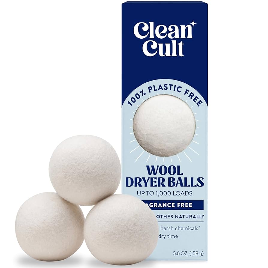 Cleancult Wool Dryer Balls (3 Count), Made from 100% New Zealand Wool [w/S&S]