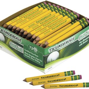 Pack Of 72 Ticonderoga Golf Pencils With Erasers, #2 HB Lead, Yellow