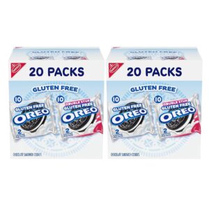 OREO Gluten Free Original & Double Stuf Chocolate Sandwich Cookies Variety Pack, 20 Snack Packs (2 Cookies per Pack) (Pack of 2)