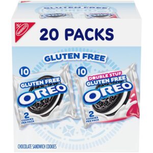 OREO Gluten Free Original & Double Stuf Chocolate Sandwich Cookies Variety Pack, 20 Snack Packs (2 Cookies per Pack) [w/S&S]