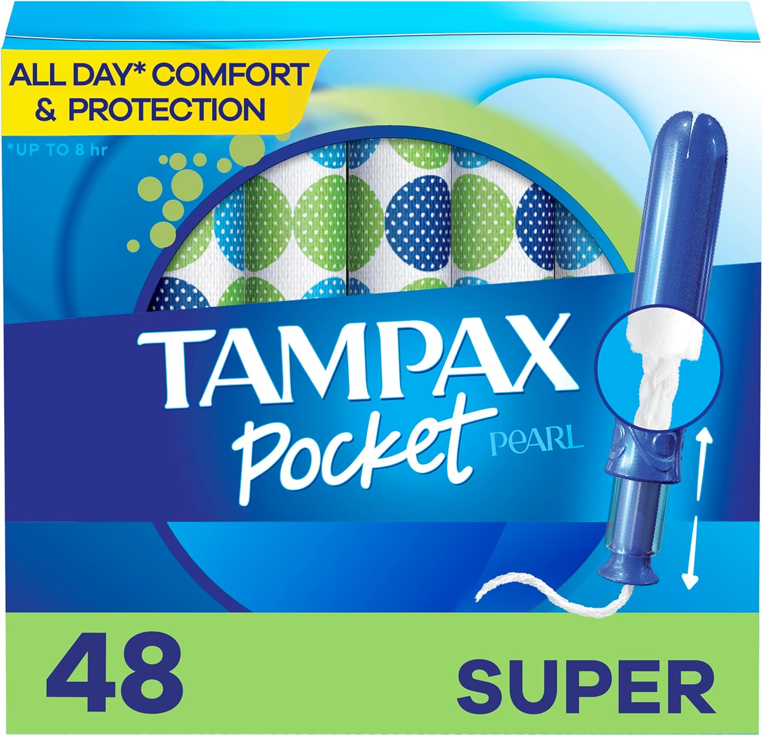 (48 Count Total) Tampax Pocket Pearl Tampons with LeakGuard Braid, Super Absorbency, Unscented