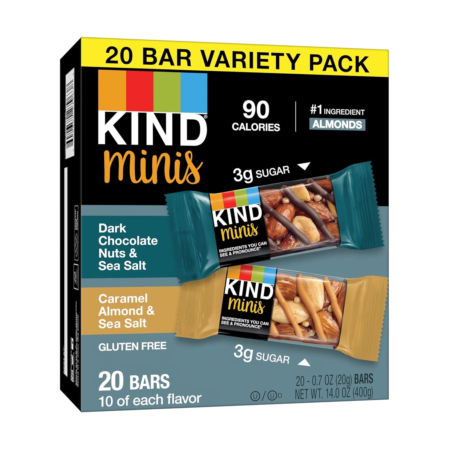 20-count (0.7 oz) KIND Minis Snack Bars, Dark Chocolate Nuts & Sea Salt and Caramel Almond & Sea Salt [w/S&S]