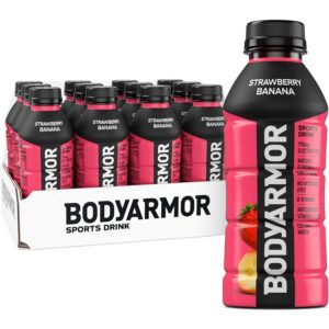 16 Fl Oz (Pack of 12) BODYARMOR Sports Drink Sports Beverage, Strawberry Banana